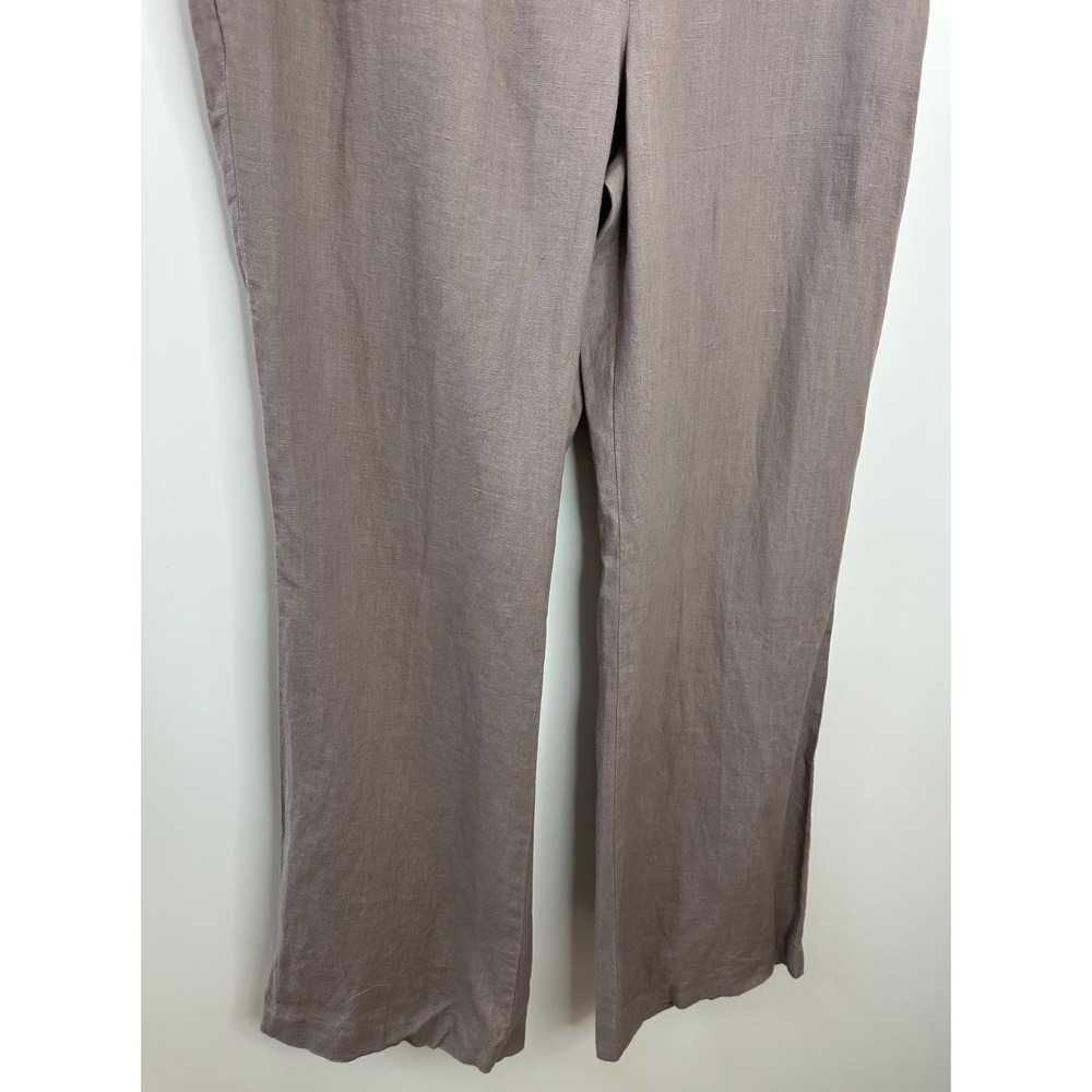 NEW LOFT 100% Linen Marisa Modern Trouser Pants Size 10 Taupe Wide Leg Office - Picture 4 of 11